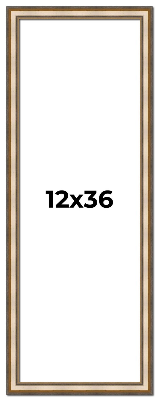 12x36 Refined Picture Frame with UV-Resistant Acrylic & Acid Free Backing, Available in 5 Finishes - Black, Blue, Gold, Silver, and White